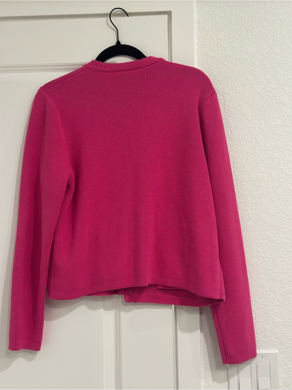 J.Crew Factory NWT Cotton Lady Jacket Cardigan Hot Pink Gold Buttons - L - Picture 4 of 5